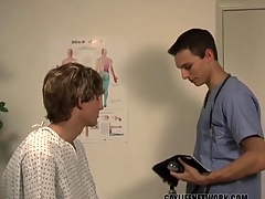 Cute doctor sucks a thick young cock expertly